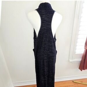 L Black Long Vest Sleeveless Duster Cardigan Pockets Textured Lagenlook Layered